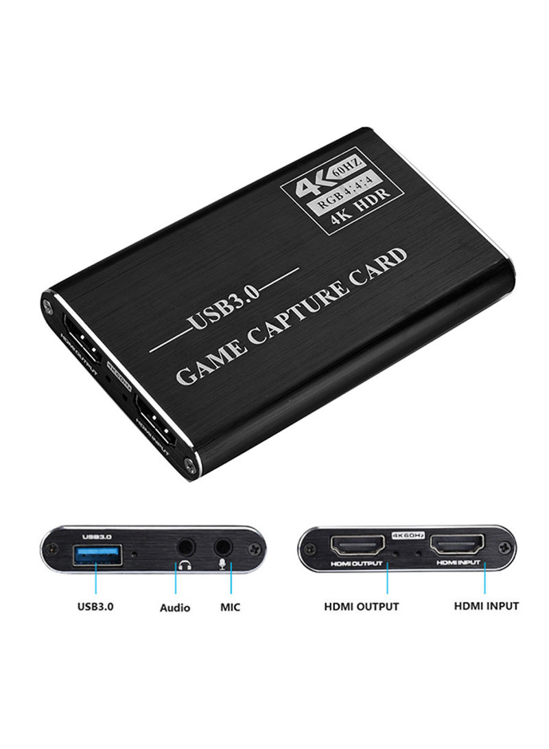 4K USB3.0 to HDMI Game Streaming Live Stream Broadcast Video Capture Card Dongle 19x12x6cm Blue