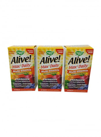 Pack Of 3 Alive! Whole Food Energizer - 90 Tablets