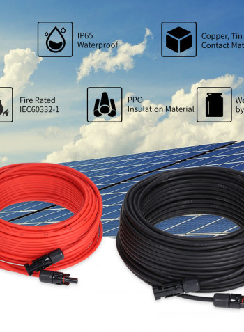 Female And Male Connector Solar Panel Adapter Kit Tool 1200inch Black/Red