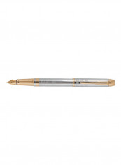 OdySSey Shiny Chrome Chiselled Fountain Pen Gold/Silver