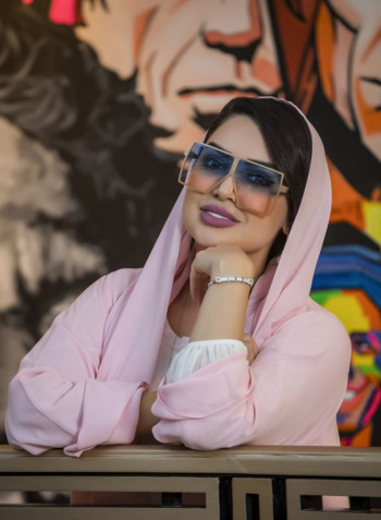 Women's MILANO in Rose Pink Blue Lens Wazna Square Sunglasses