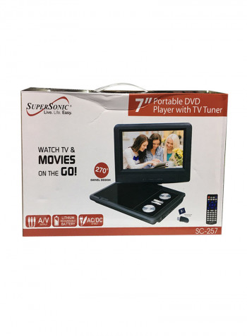 7-Inch Portable DVD/CD/MP3 Player With Digital TV Tuner SC257 Black