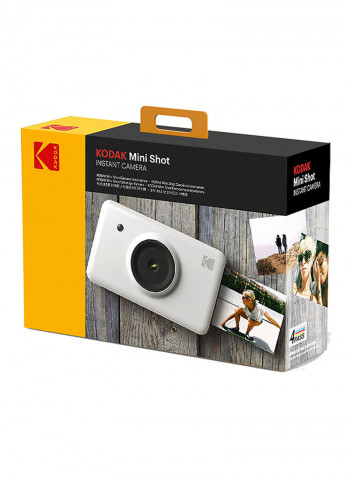 Mini Shot Instant Camera 10Mp With Built-In Bluetooth White