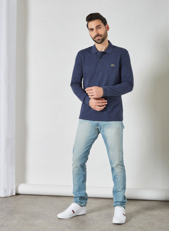 Classic Fit Long Sleeve Polo Navy