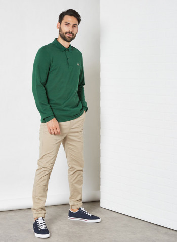 Long Sleeve Classic Fit Polo Green
