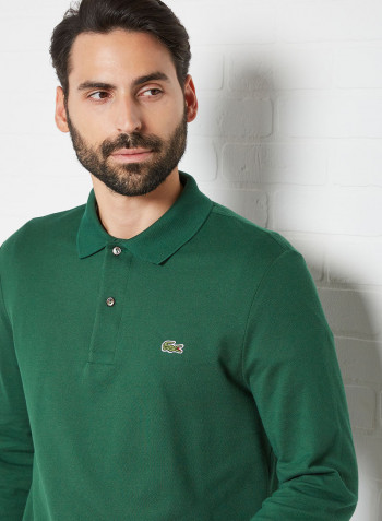 Long Sleeve Classic Fit Polo Green
