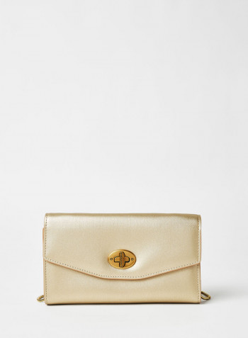 Faux Leather Clutch Gold