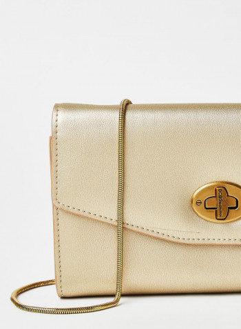 Faux Leather Clutch Gold