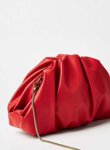 Gathered Detail Clutch Red