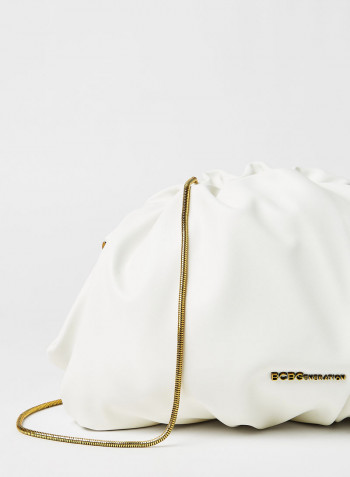 Gathered Detail Clutch White