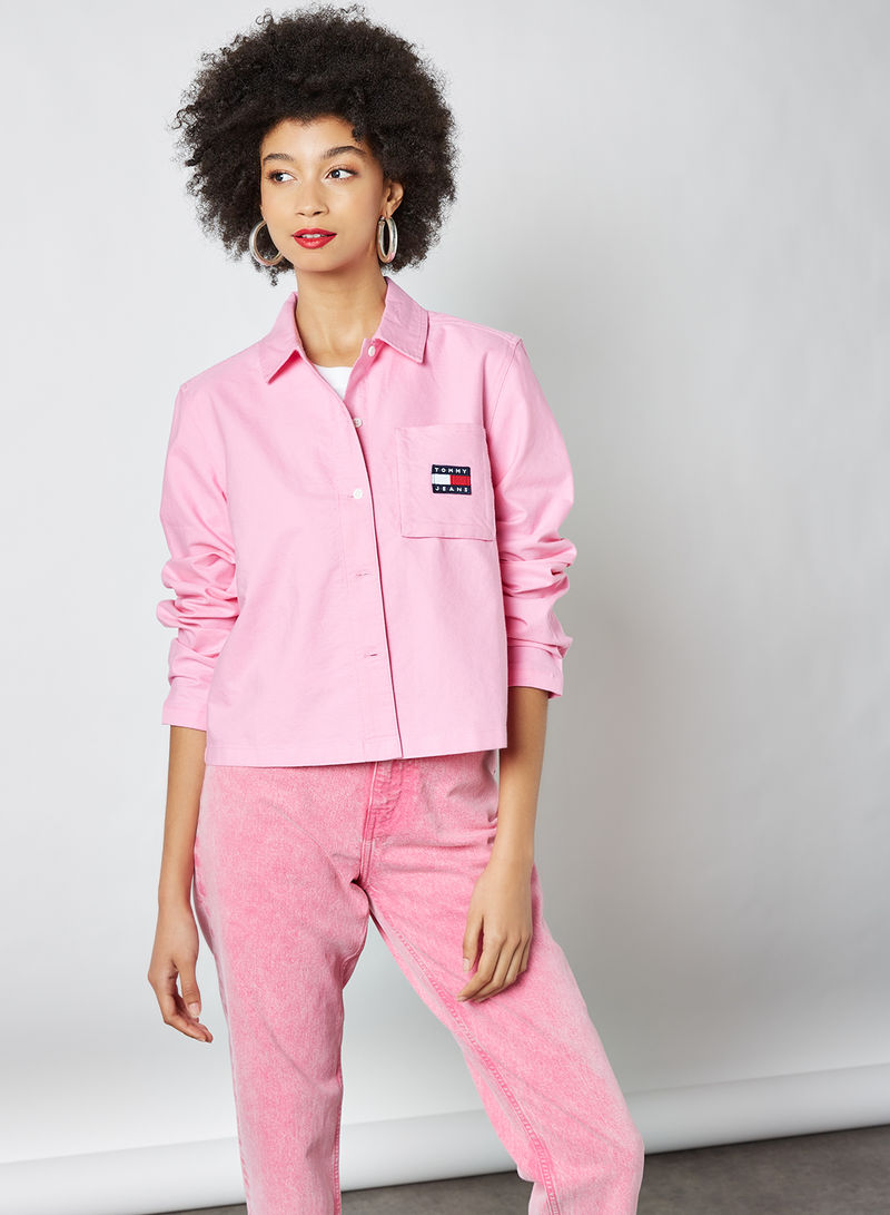 Logo Pocket Poplin Shirt Pink Daisy