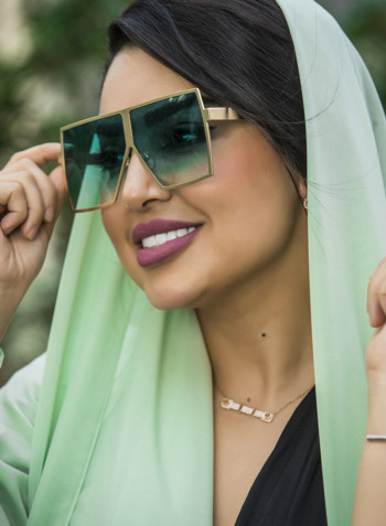 Women's MILANO in Rosepink Green Lens Wazna Square Sunglasses