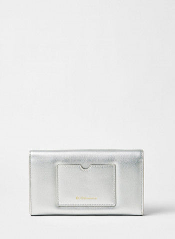 Faux Leather Clutch Silver