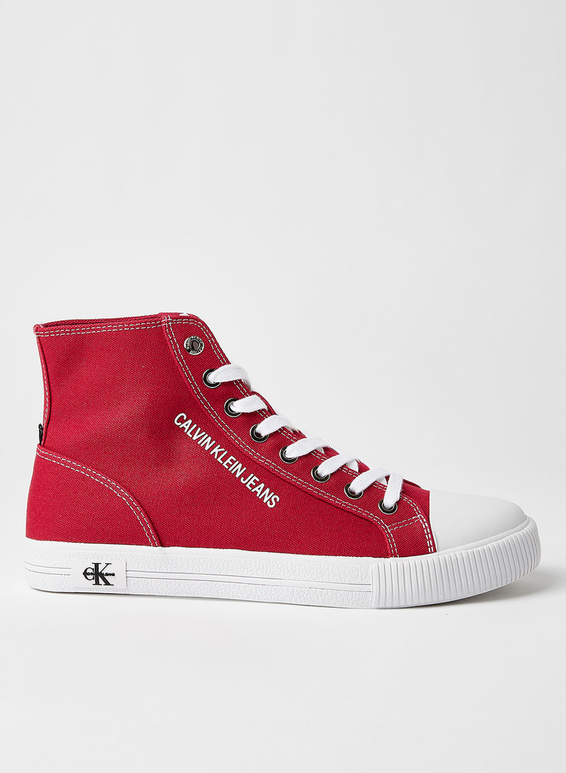 High-Top Canvas Sneakers Red