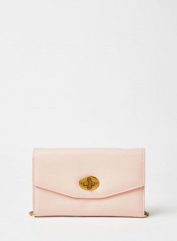 Faux Leather Clutch Pink