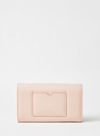 Faux Leather Clutch Pink