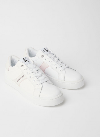 Faux Leather Sneakers Bright White/Pearly Pink