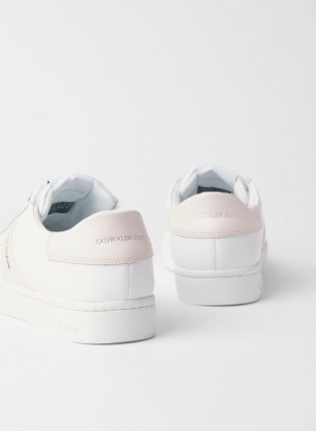 Faux Leather Sneakers Bright White/Pearly Pink