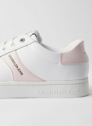 Faux Leather Sneakers Bright White/Pearly Pink
