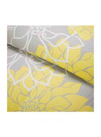 6-Piece Floral Printed Cotton Duvet Cover Set Beige/White/Yellow Queen