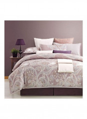 3 Piece Duvet Cover Set Cotton Purple/White/Black King