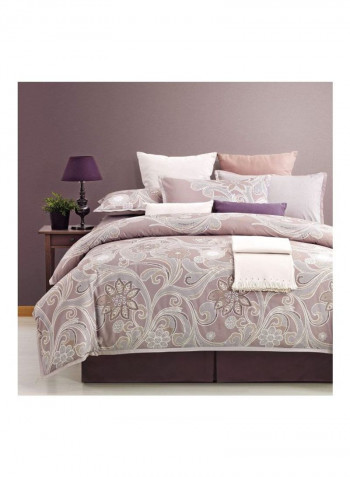 3 Piece Duvet Cover Set Cotton Purple/White/Black King