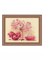 14-Piece Pomegranate Cross Stitch Kit Pink/Gold/White