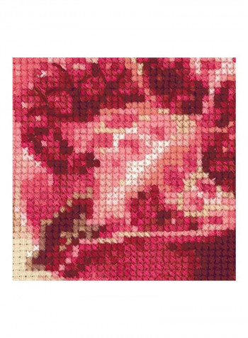 14-Piece Pomegranate Cross Stitch Kit Pink/Gold/White