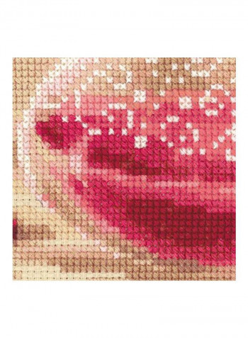 14-Piece Pomegranate Cross Stitch Kit Pink/Gold/White