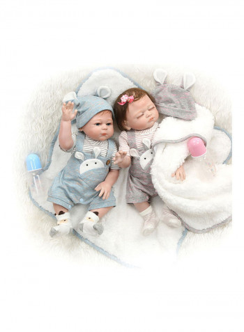 Reborn Baby Doll with Blue Rabbit Outfit 43.3x15x24.5cm