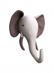 Decorative Elephant Head Wall Hanging White/Brown 16.5x11x1.9.7inch