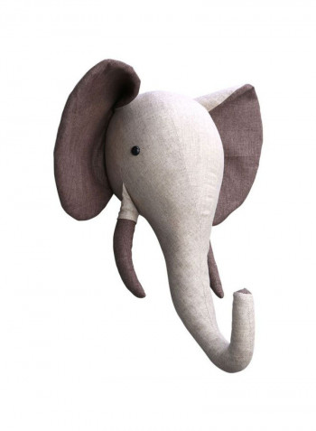 Decorative Elephant Head Wall Hanging White/Brown 16.5x11x1.9.7inch