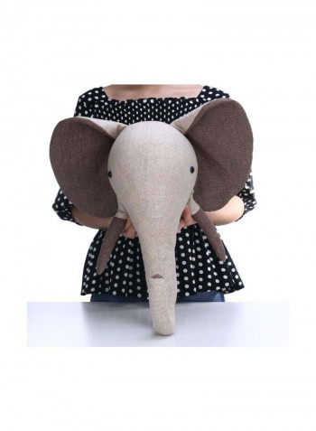 Decorative Elephant Head Wall Hanging White/Brown 16.5x11x1.9.7inch