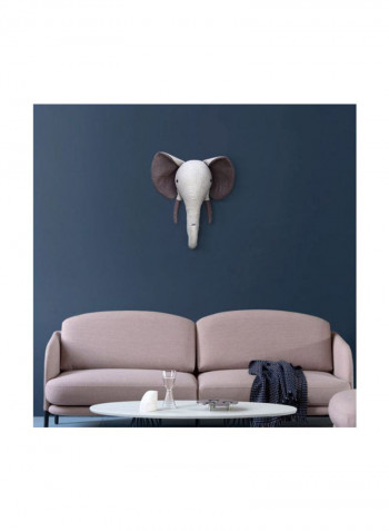 Decorative Elephant Head Wall Hanging White/Brown 16.5x11x1.9.7inch