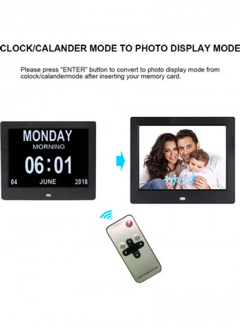Digital Alarm Clock with Electronic Album Picture Black