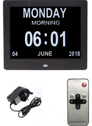 Digital Alarm Clock with Electronic Album Picture Black