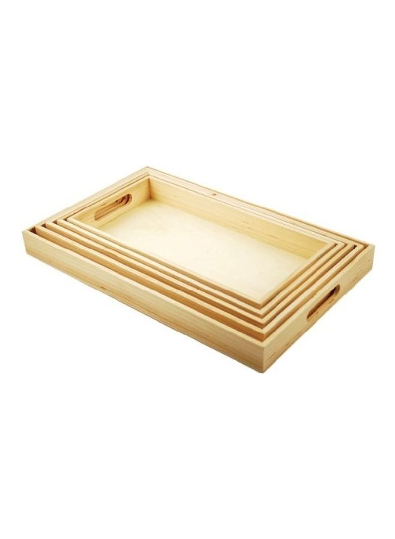 5-Piece Wooden Trays Beige 6.675x13inch