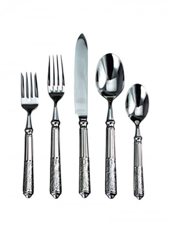 5-Piece Amalfi Flatware Set Silver 10x2x2inch