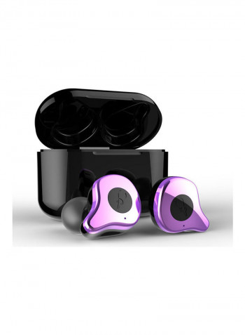 E12 Bluetooth In-Ear Earphones With Charging Case Purple/Black