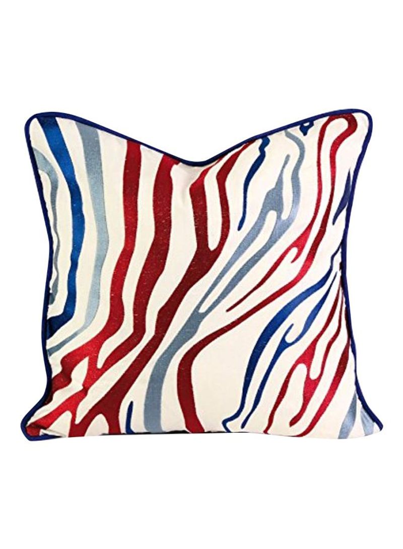 Embroidered Linen Throw Pillow Red/Blue/Beige 18x18x5inch