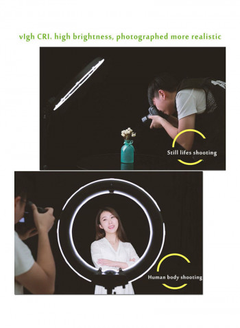 Single Colour Temperature Ring Light for Photography Black/White