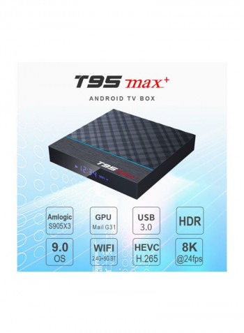 Android Smart TV Set Top Box With Remote Control T95 Max Plus Black