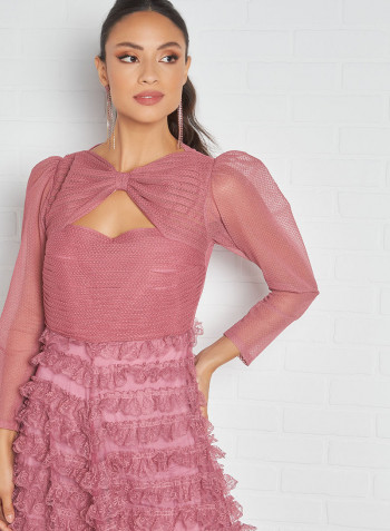 Lace Layered Maxi Dress Pink