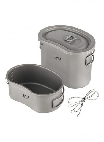 2-Piece Outdoor Camping Titanium Canteen Set 13.5 x 11.5 x 9.5cm
