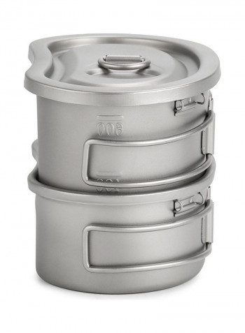 2-Piece Outdoor Camping Titanium Canteen Set 13.5 x 11.5 x 9.5cm
