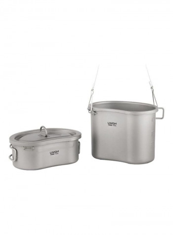 2-Piece Outdoor Camping Titanium Canteen Set 13.5 x 11.5 x 9.5cm