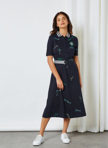 Clubhouse Print Dress Club House Conversational/ Dsrt Sky