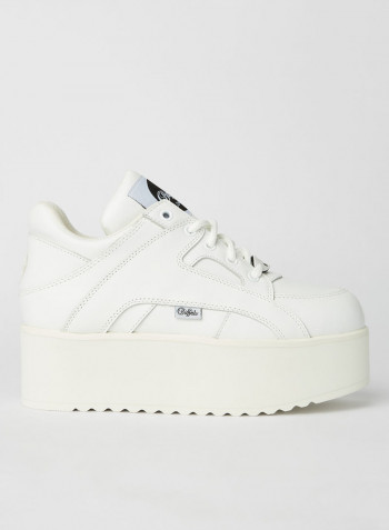 Leather Platform Sneakers White