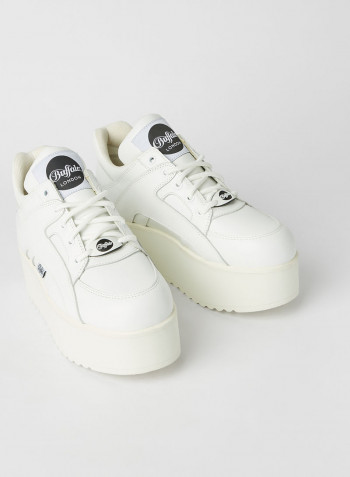 Leather Platform Sneakers White