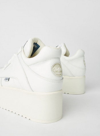 Leather Platform Sneakers White
